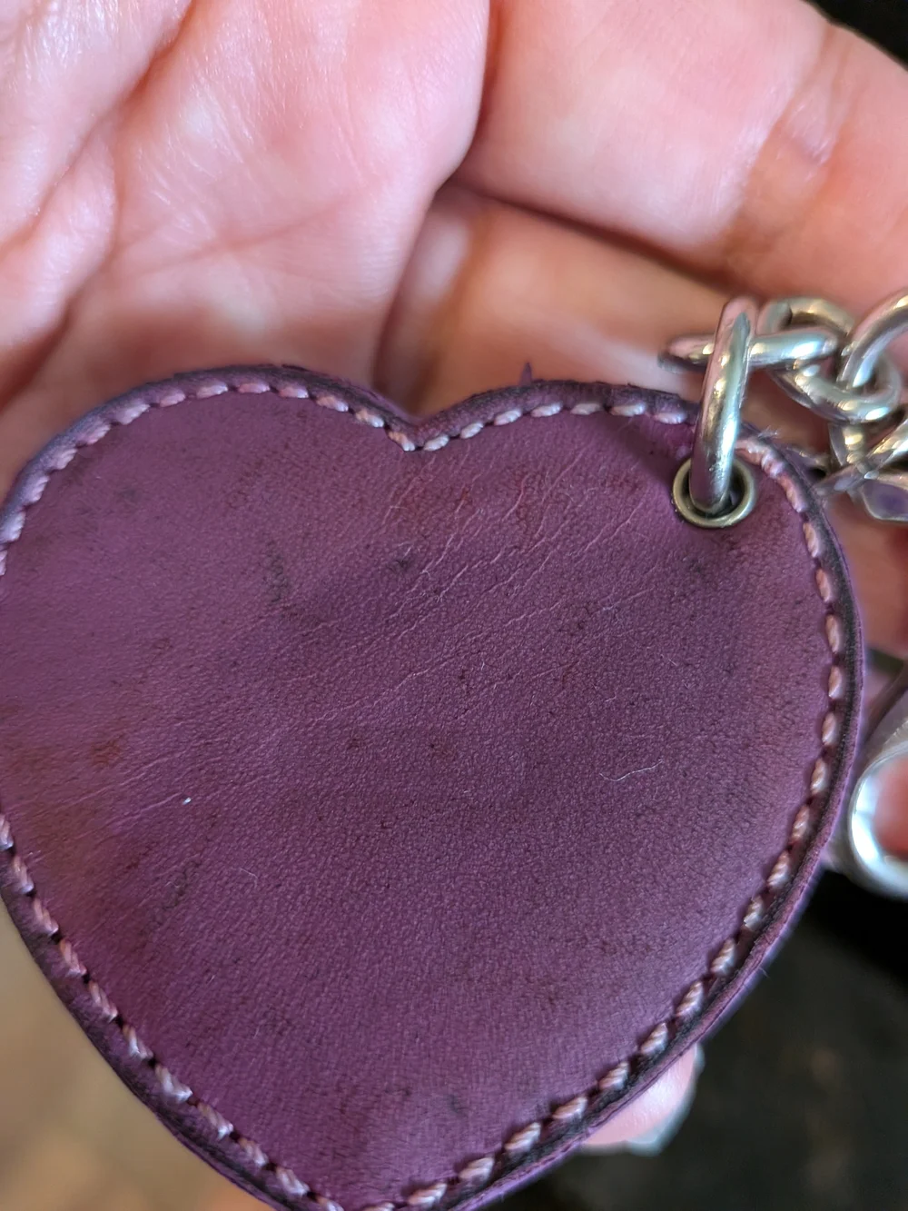 Coach Purple Heart Leather Keychain Charm